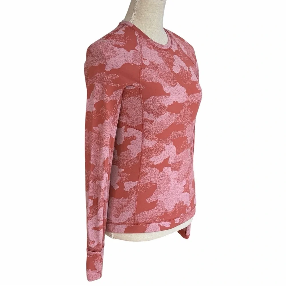 Lululemon Rulu Run Long Sleeve Shirt Heritage Speckle Camo Cranberry Size 4